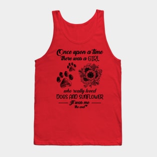 Girl, Dog, Sunflower T-shirt A Girl Who Loved Dogs And Sunflower Lovers Gift Tank Top